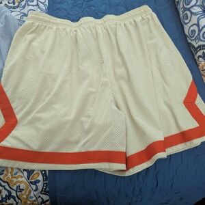 Jordan Cream Mesh Athletic Shorts with Orange Trim